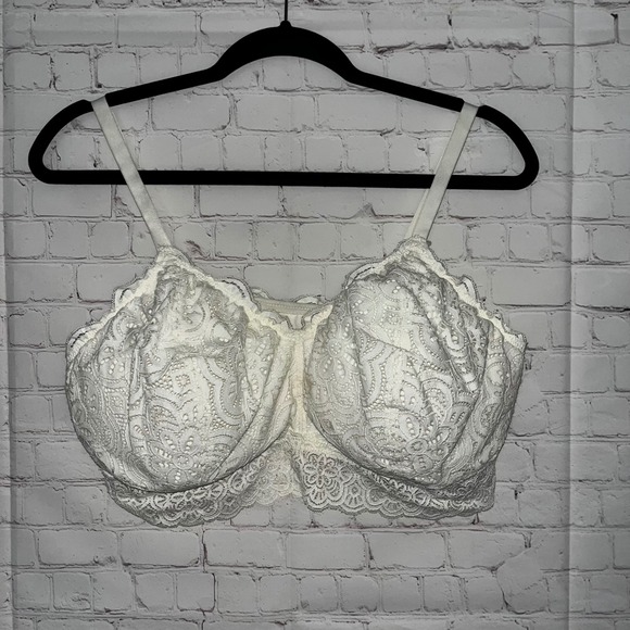 aerie Other - NWOT Aerie Lace Trim Bralette‎ White Full Coverage Comfort Lounge Bra Size XXL